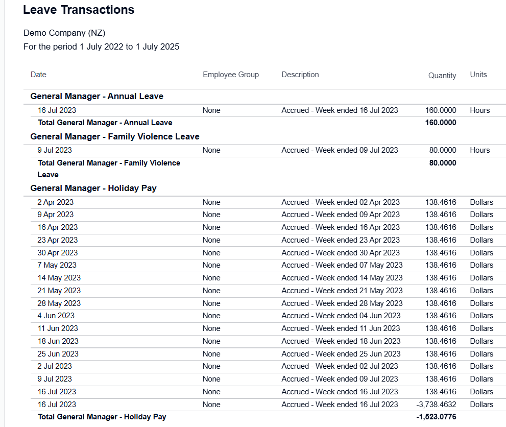 No Opening Balance for Holiday Pay